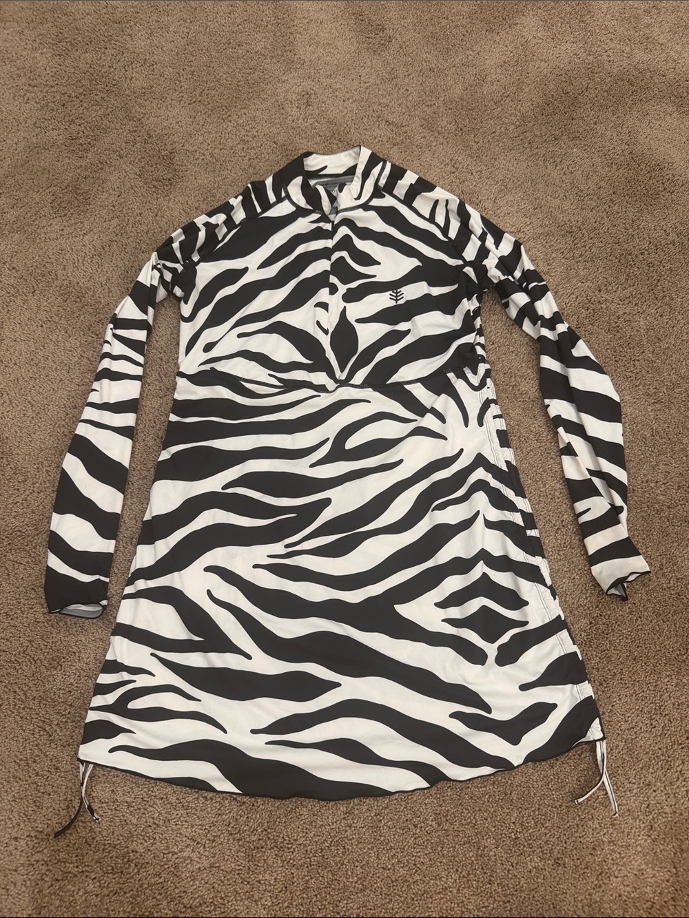 Coolibar Black and White Zebra-Print Long Sleeve Sun Dress